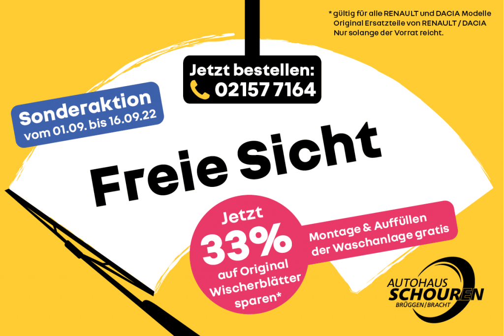 Sonderaktion Wischerblätter Renault & Dacia - Autohaus Schouren Brüggen-Bracht
