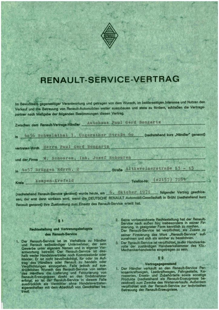 Händlervertrag von Renault