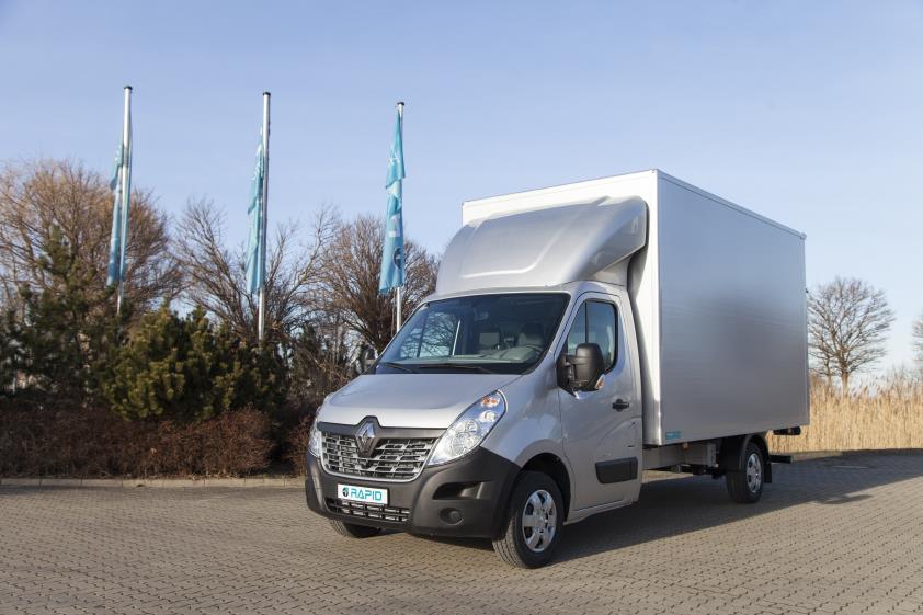 Renault Master mit Rapid Kofferaufbau Frontansicht